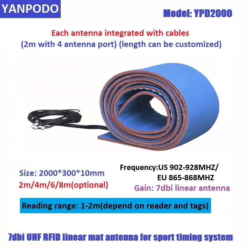 

Yanpodo Long Range 1-2m 7dbi Linear Roll Mat Floor Antenna Waterproof UHF RFID Reader bibtag Ankle Tag for Sport Timing System