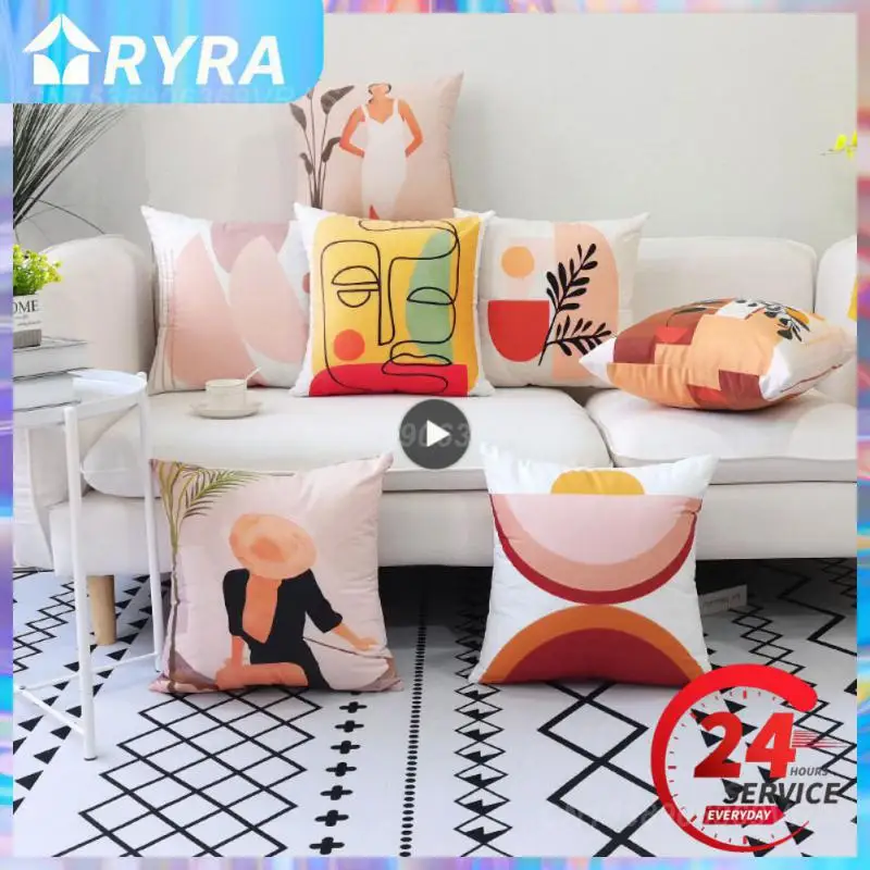 

Sofa Cushion Cover Print Series Invisible Zipper Pillowcase 45 X 45 Cm Simple Pillows Cover Throw Pillow Case Pillowslip Soft