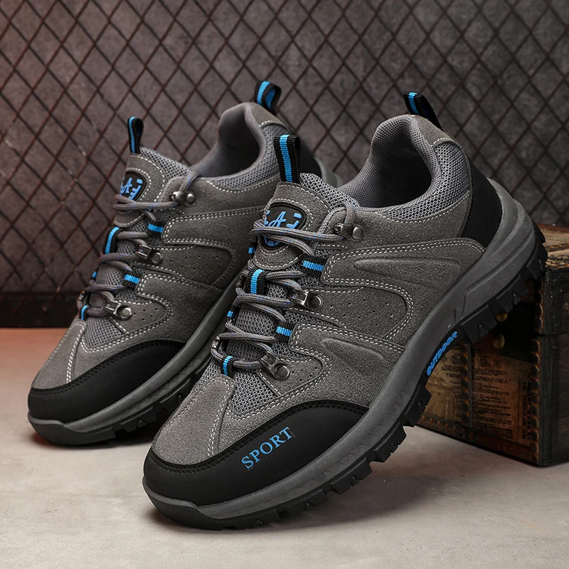 STRONGSHEN Men's Hiking Shoes Suede Leather Outdoor Climbing Shoes Wear-resistant Trekking Walking Hunting Tactical Sneakers