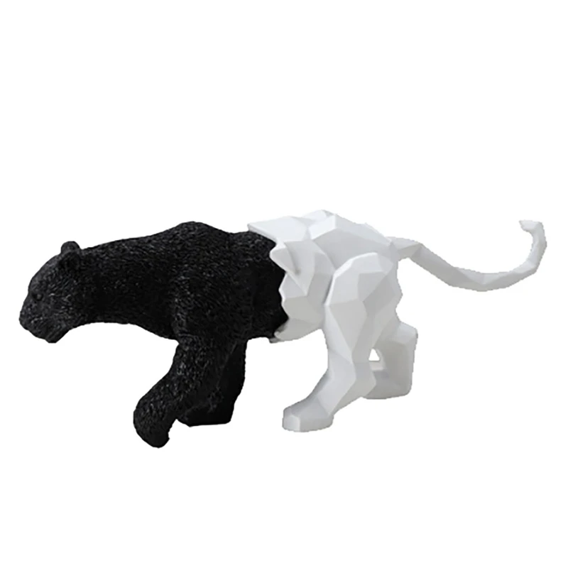 

Leopard Statue Figurine Modern Abstract Geometric Style Resin Panther Animal Large Ornament Home Decoration Accessories