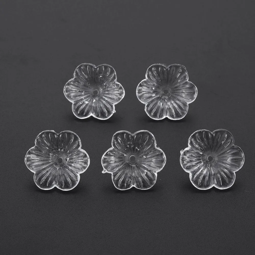 

100pcs Transparent Acrylic Flower Bead Caps 6-Petal End Caps for jewelry making bracelet necklace earring accessories,Hole:1.5mm