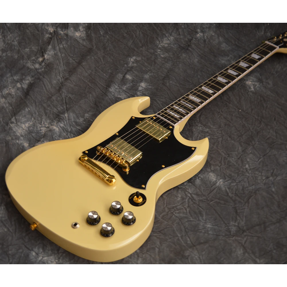 

Custom Classic SG yellow electric Guitar, Rosewood fingerboard, Fingerboard inlay