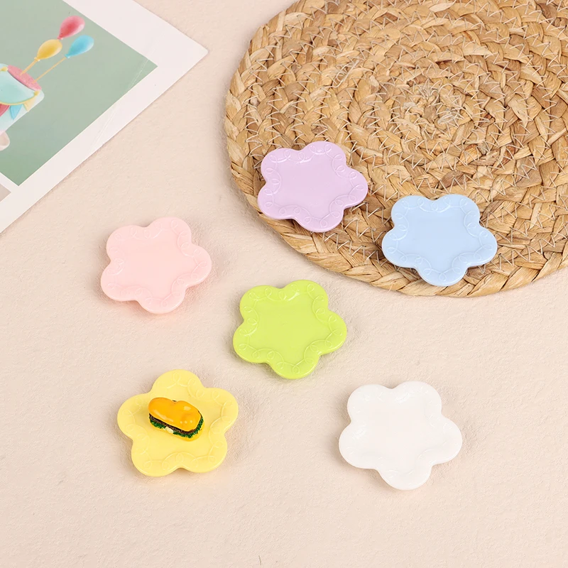 5 шт. 1/12 тарелки в форме цветка для кукольного домика миниатюрное кухонное