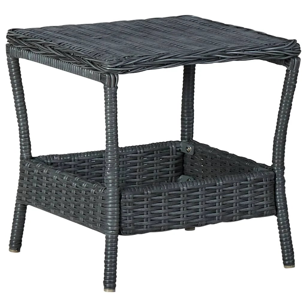 

Patio Outdoor Table Deck Outside Porch Furniture Balcony Home Decor Dark Gray 17.7"x17.7"x18.3" Poly Rattan