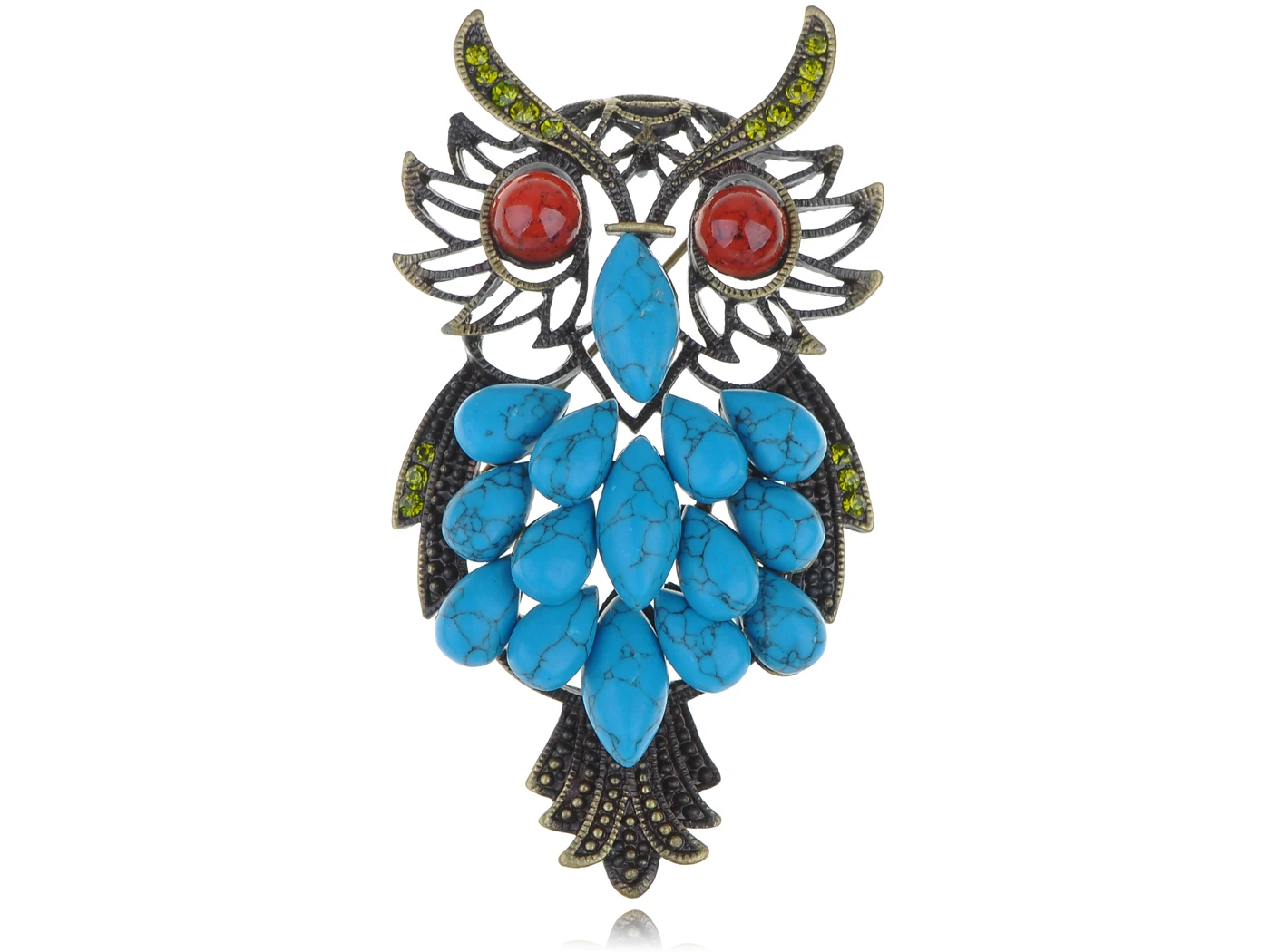 

Blue Enamel Brooch Pin Women's Owl Breastpin Crystal Diamond Broochpin Wedding & Banquet & Bouquet