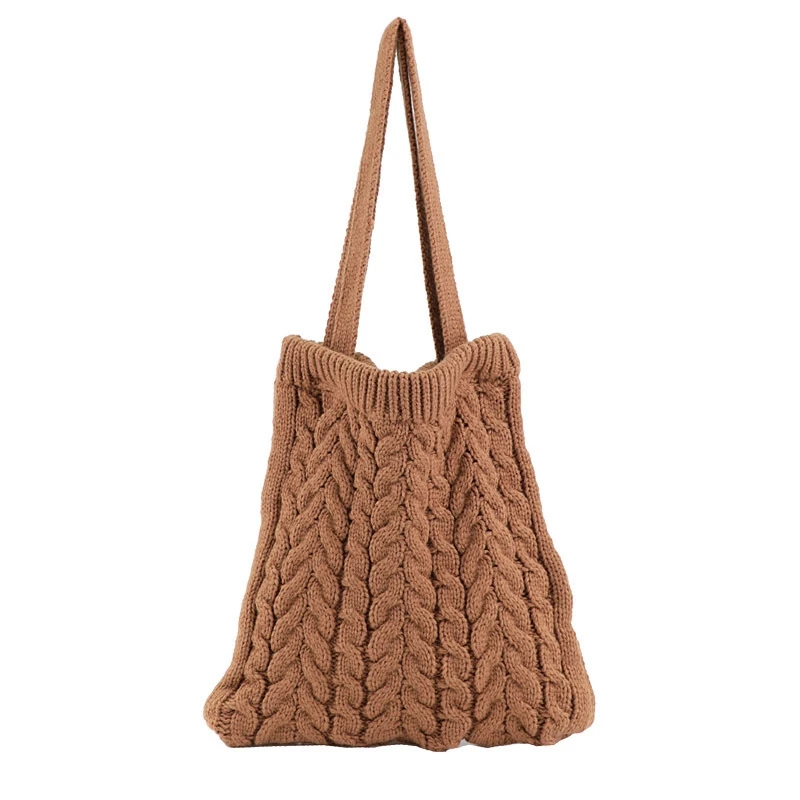 

NEW-Women's Woven Handbag Shoulder Bag Thick Crocheted Tote Bag