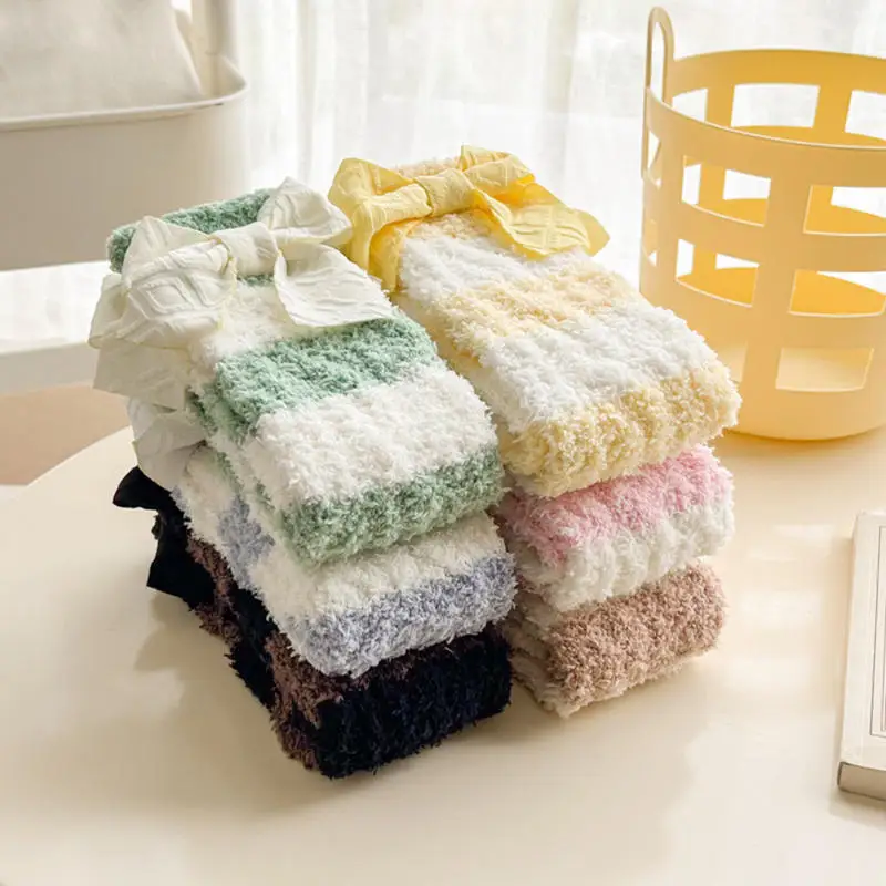 Женские зимние теплые нечеткие лыжные носки толстые термомягкие пушистые милые