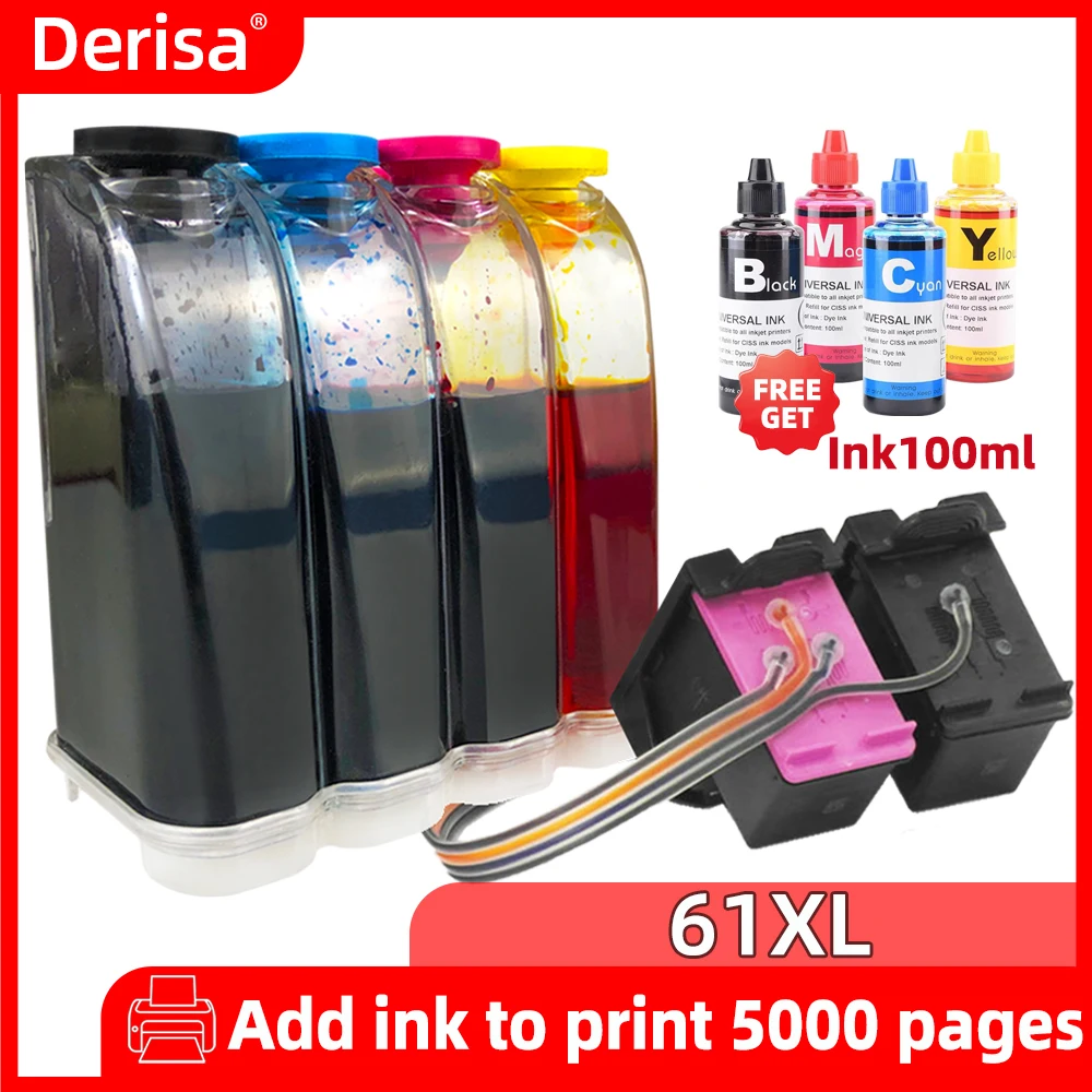

CISS Bulk Ink Compatible for HP 61 XL Ink Cartridge Deskjet 1514 1517 2050a 2054a 2510 2511 2512 2514 2540 2541 2542 Printer