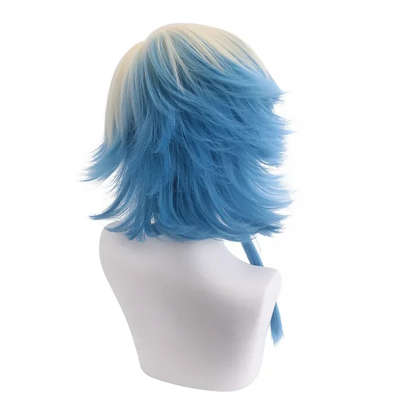 Замок Майкл Кайзер Косплей Золотистый Синий Градиент Короткие Волосы Хвостики