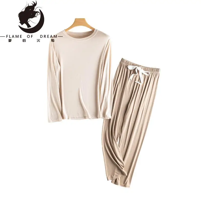 Flame Of Dream Loose Contrast Color Home Clothes Spring And Summer New Women's Pajamas Soft Breathable  Pajamas Set 22875