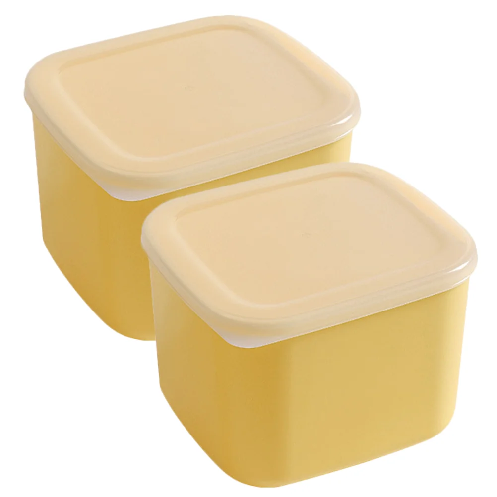 

2 Pcs Fruit Storage Box Sliced Cheese Container Fridge Sauce Lid Organizer Holder Refrigerator Pp Cream