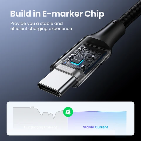 UGREEN 100 Вт USB Type C к USB C кабель для Macbook iPad Samsung Xiaomi PD Быстрая зарядка шнур 5А e-маркер чип быстрый USB C