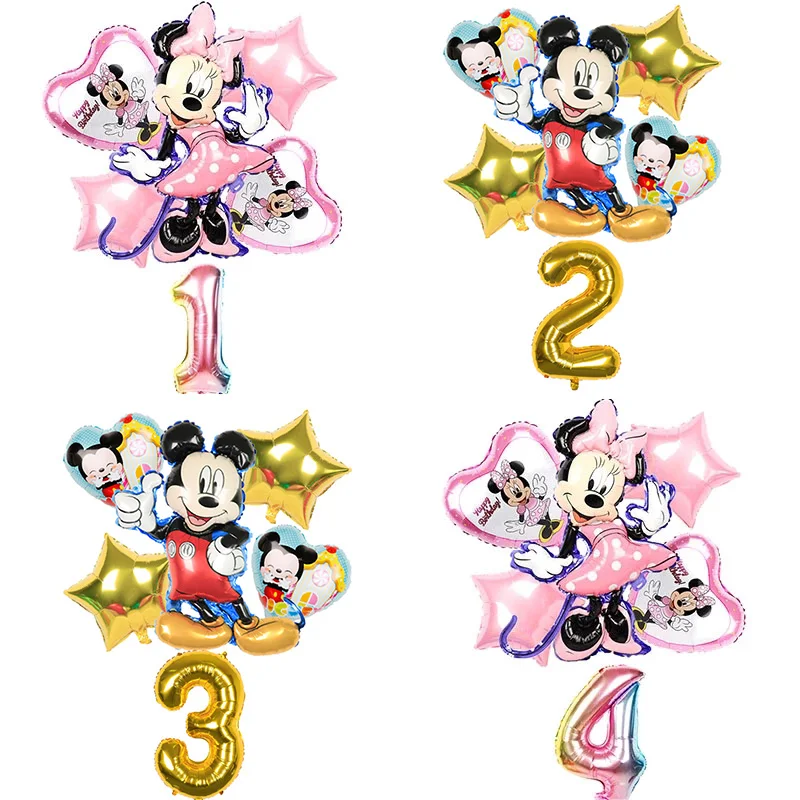 

6pcs Mickey Minnie Mouse Balloons Mickey Mouse Birthday Party Decoations Baby Shower 32inch Number Balloon Kid Toys Air Globos