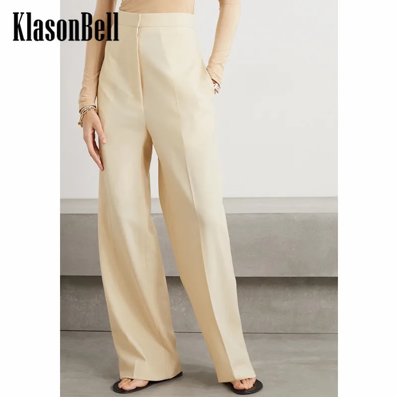 

10,18 KlasonBell элегантные модные Универсальные свободные широкие брюки из смесовой шерсти с высокой талией для женщин
