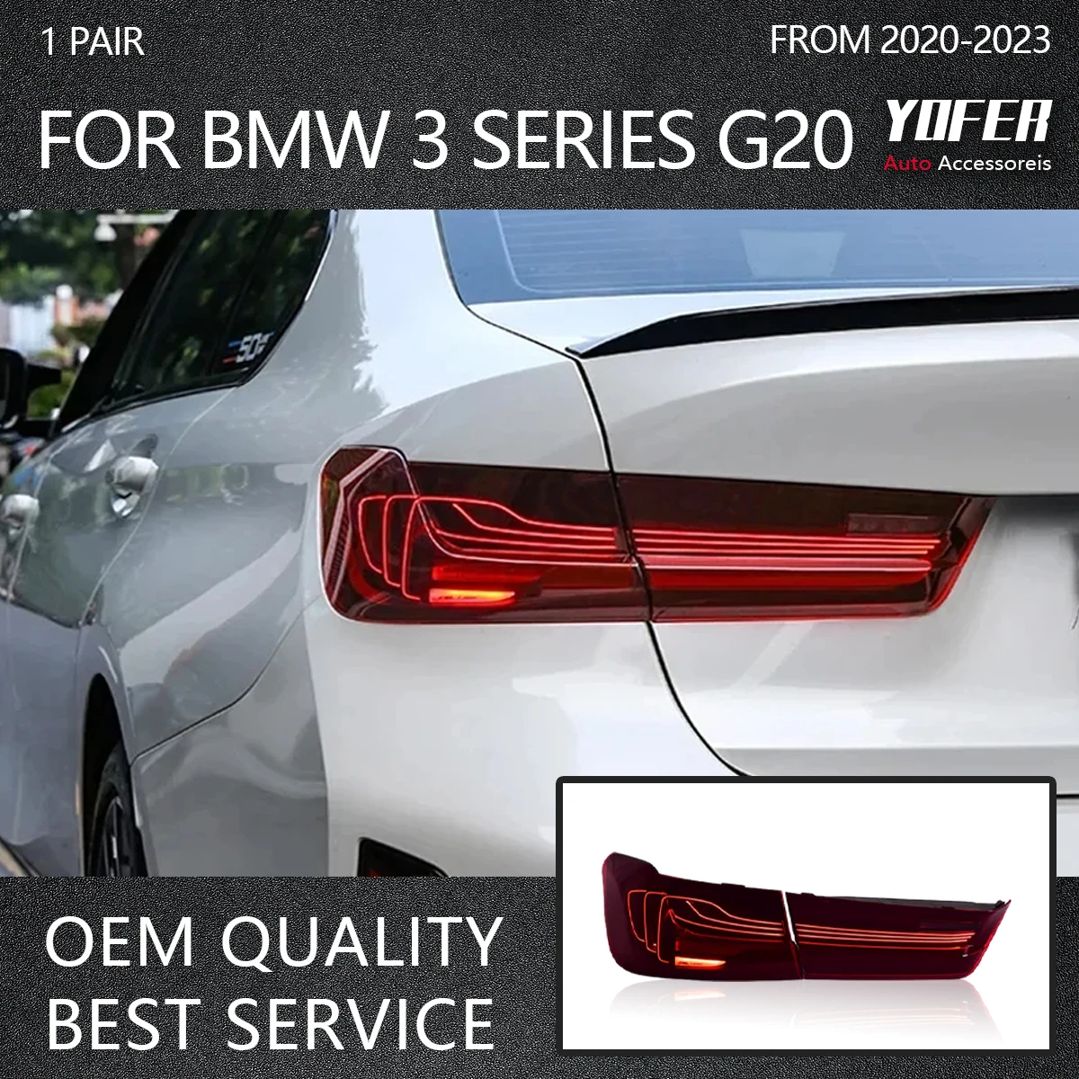 Автомобильные задние фонари YOFER для BMW 3 серии G20 2020-2023 светодиодный автомобильные