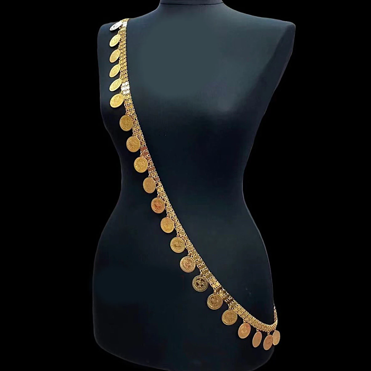 Arab Wedding Luxury Shawl Chain Kurdish Women Jewelry Turkish Coin Necklace Gold-plated Tassel Necklace Necklace Handmade