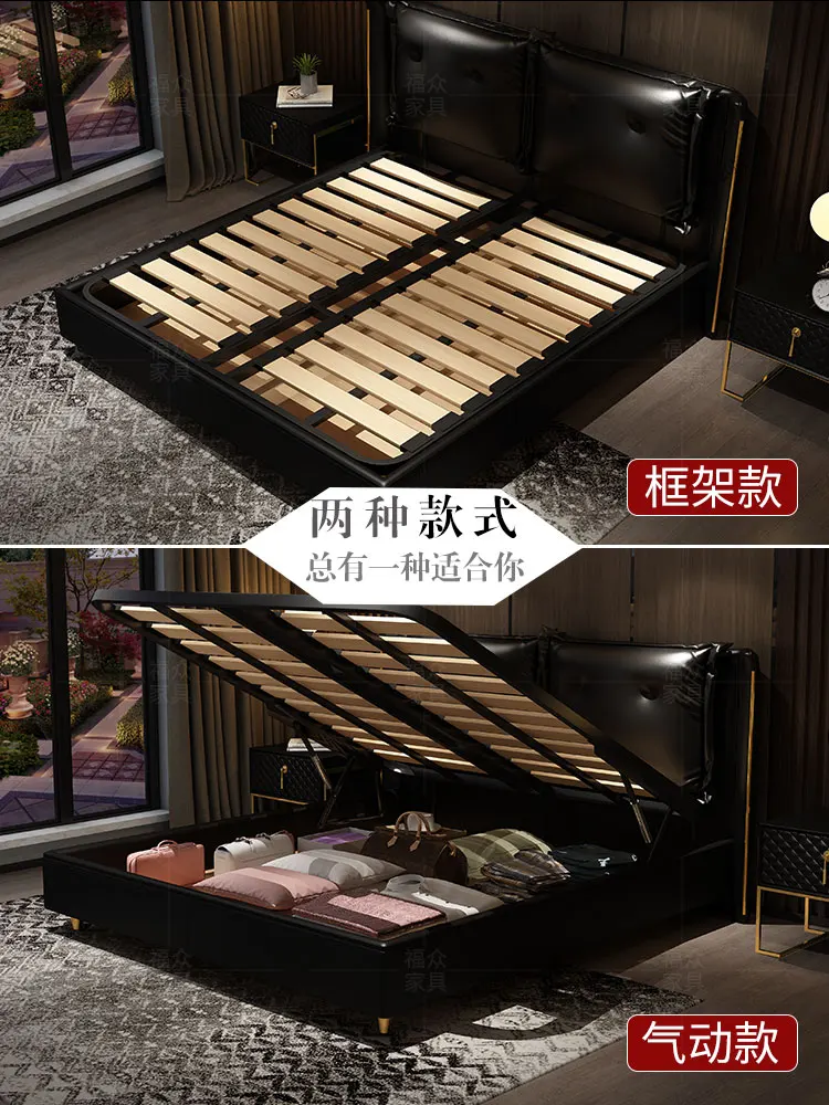 Современная Минималистичная кровать в скандинавском стиле кожаная из массива