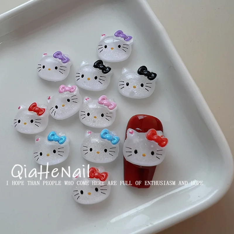 20 шт. милый ледяной бант Hello Kitty мини-мультяшные подвески для ногтей из смолы