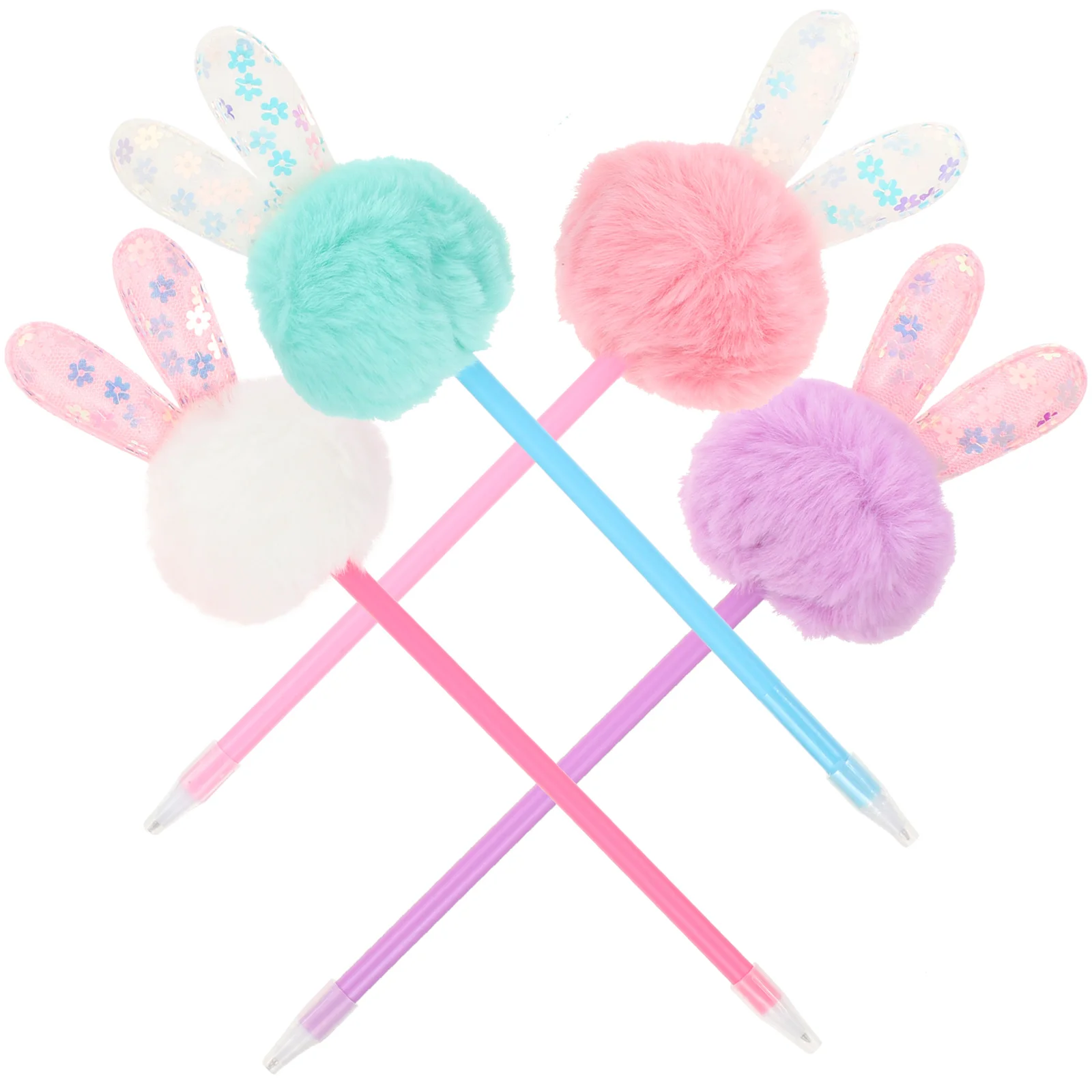 

Pens Pen Ballpoint Pom Pompom Rabbit Stationery Ink Plush Cute Writing Noveltycartoon Funny Lovely Fluffy Signature Office