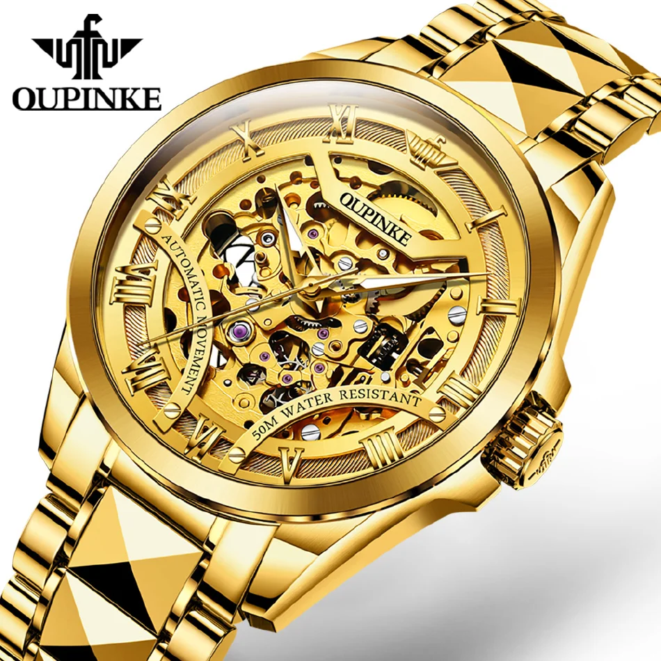 

OUPINKE Top Brand Men Mechanical Watch Luxury Automatic Watches Sapphire Waterproof 50M Sports Skeleton Wristwatch Montre Homme