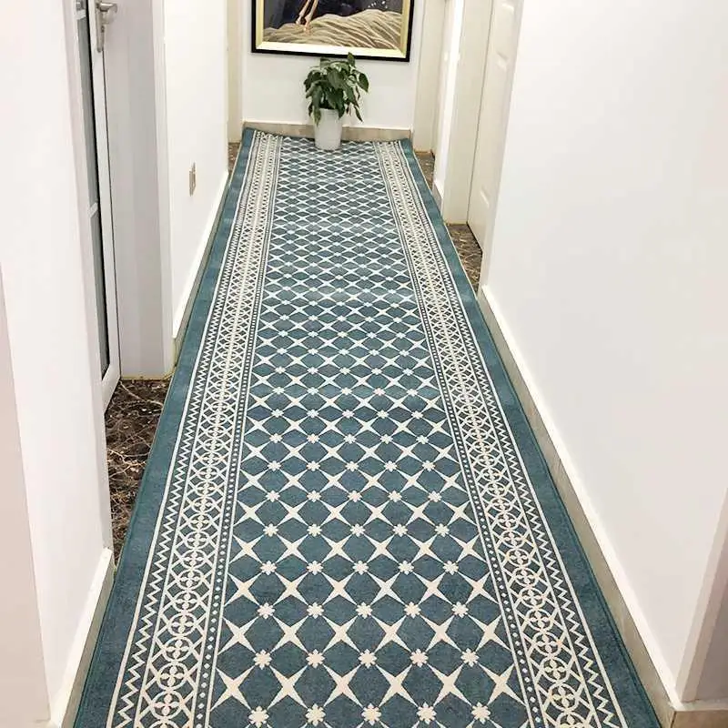 

European Style Corridor Carpets Long Runner Porch Hallway Home Decoration Living Room Kitchen Washable Mat Hotel Rugs Luxury