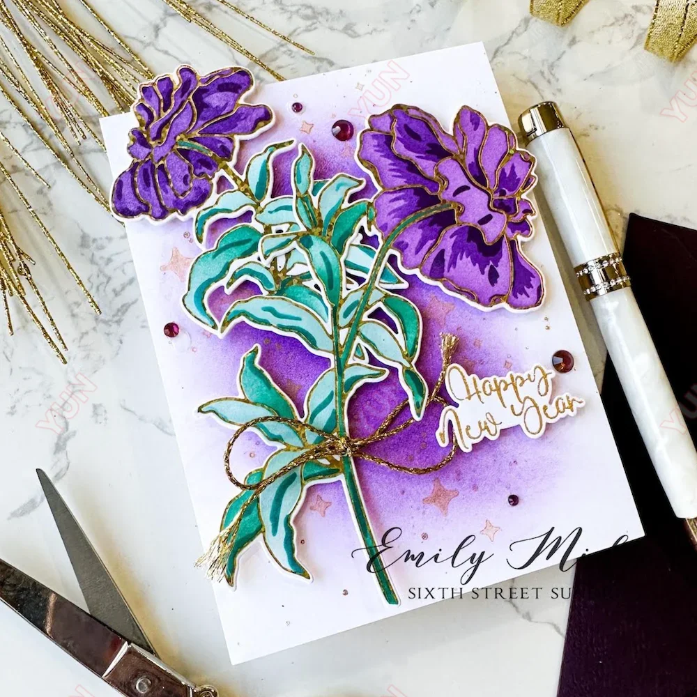 Полуночные цветущие снежинки лепестки Обложка штампы прозрачные металлические