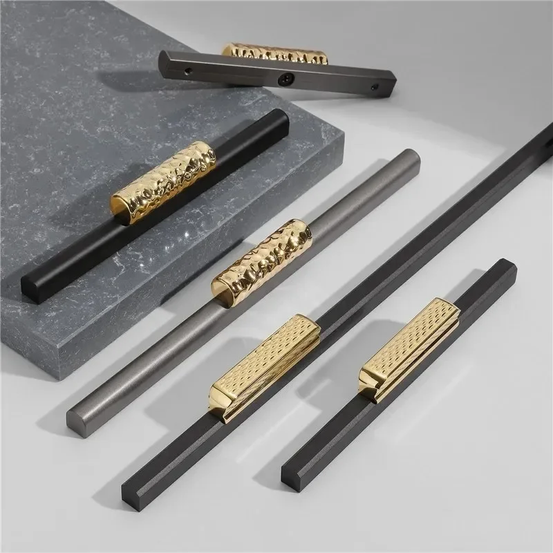 Черное золото дверные ручки для кухонного шкафа алюминиевый сплав ящиков