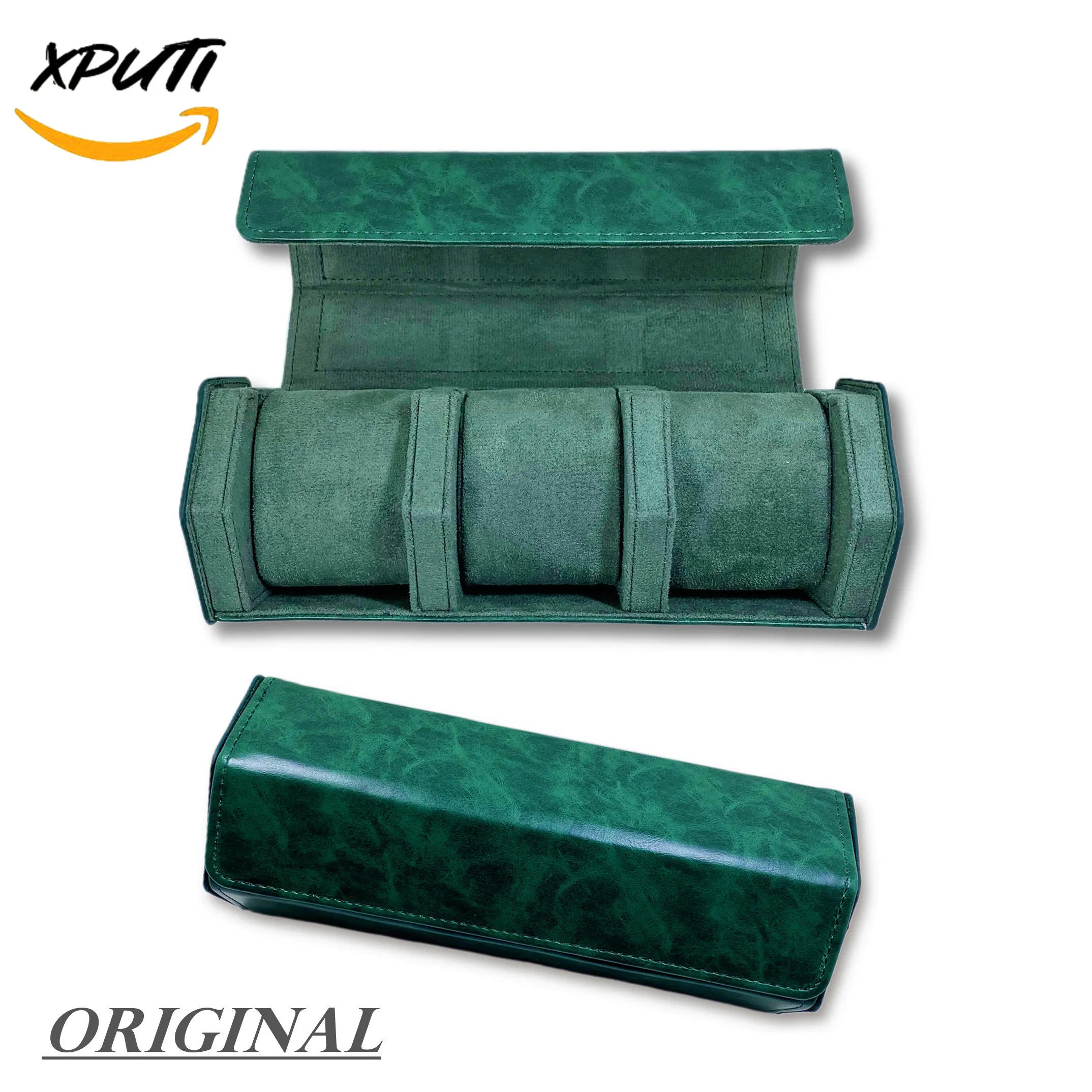 Exclusive 3-slots Watch Travel Case Watch Roll Box Organizer Luxury Handmade  Holder For Men Watches Storage Jewelry Gift  Box