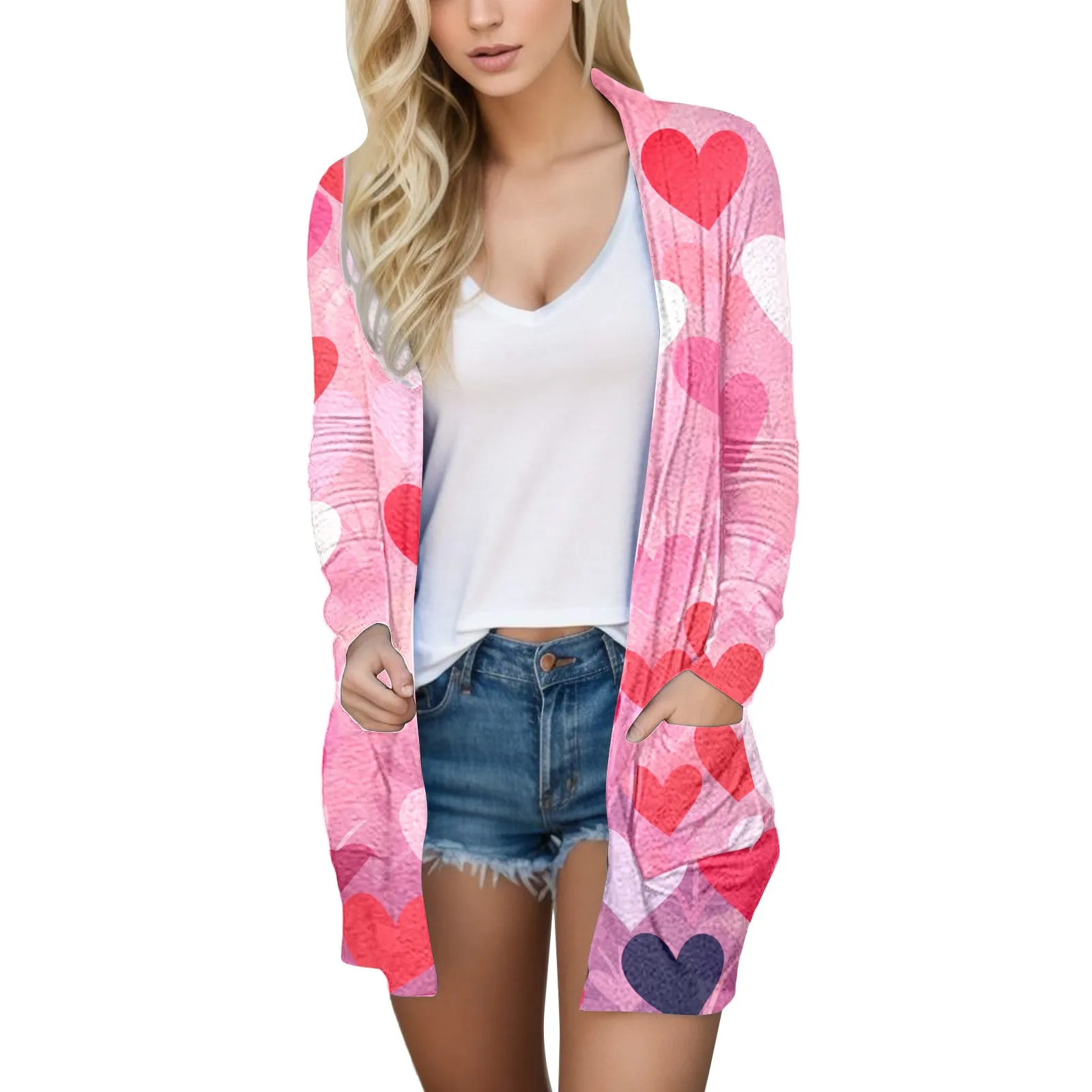 

Женский кардиган с принтом, Повседневная Свободная кофта с длинными рукавами и карманами спереди, верхняя одежда для дома, праздничный кошелек с принтом жирафа