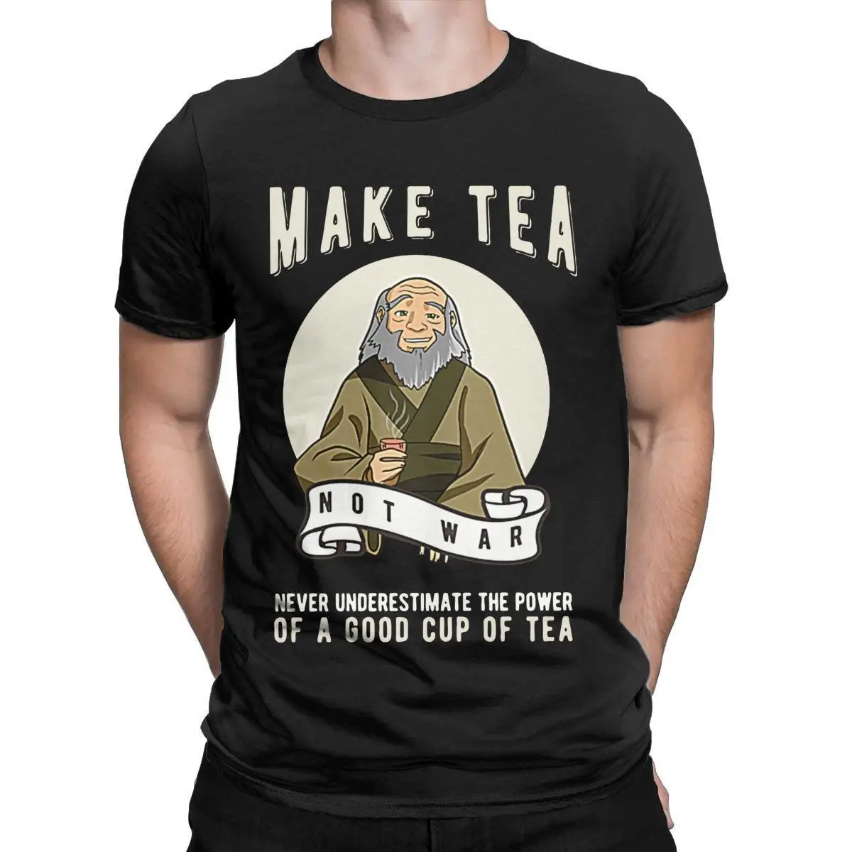 Avatar Uncle Iroh T-Shirt for Men Funny 100% Cotton Tees Round Collar Short Sleeve T Shirts Plus Size Tops
