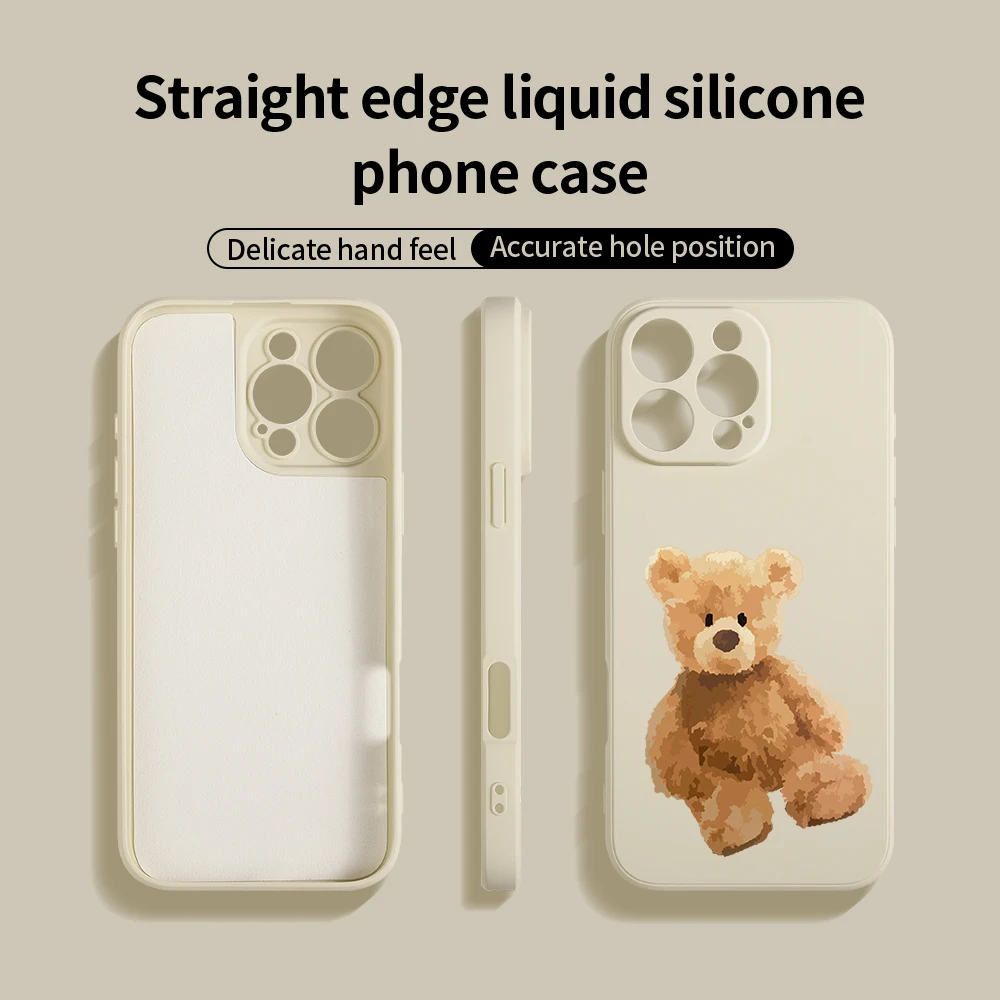 Мягкий силиконовый чехол для телефона Teddy Bear IPhone 16 15 14 13 12 11 Pro Max 16E SE4 Xr X XS 7 8 Plus