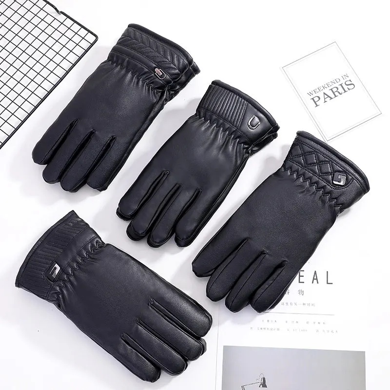 

Leather Gloves Winter Man Touch Screen Leather Gloves Thickening Keep Warm Windproof Leisure Time Glove Winter Gloves