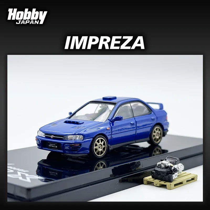 В наличии 1:64 HJ Impreza GC8 Sports Blue с двигателем литая под давлением диорама коллекция