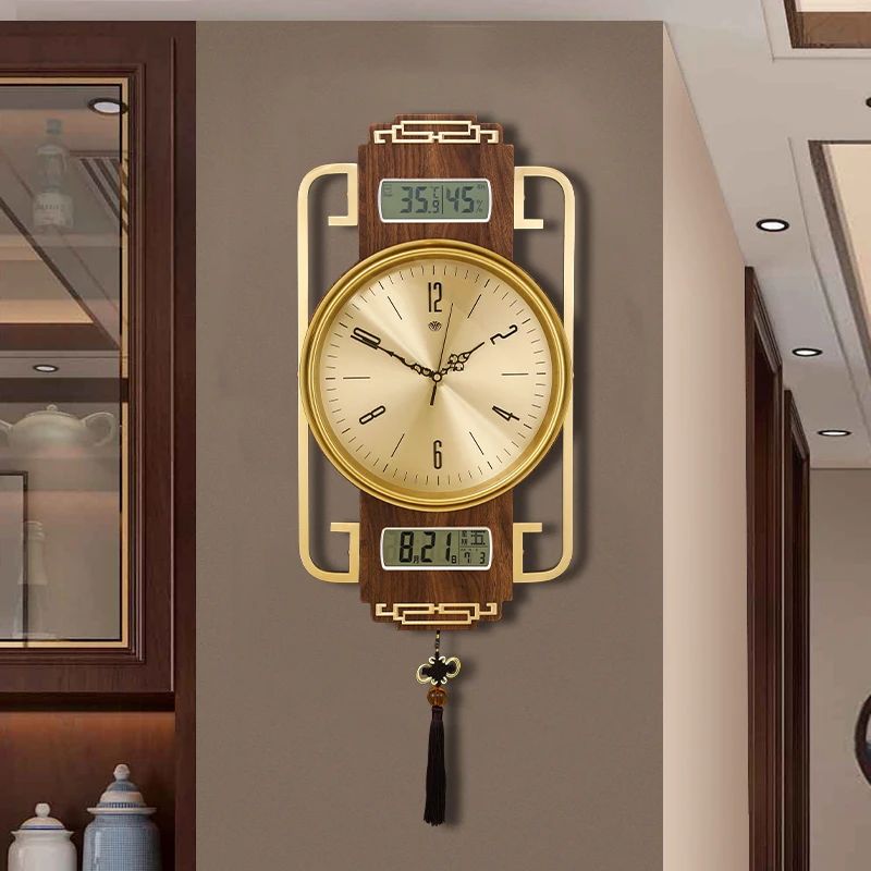 

Настенные часы для гостиной, креативные большие настенные часы золотого цвета в современном дизайне, деревянные настенные часы, домашний д...