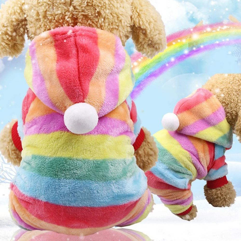 

Button four-legged flannel dog clothes pet clothes cat clothes warm colorful stripes and dots