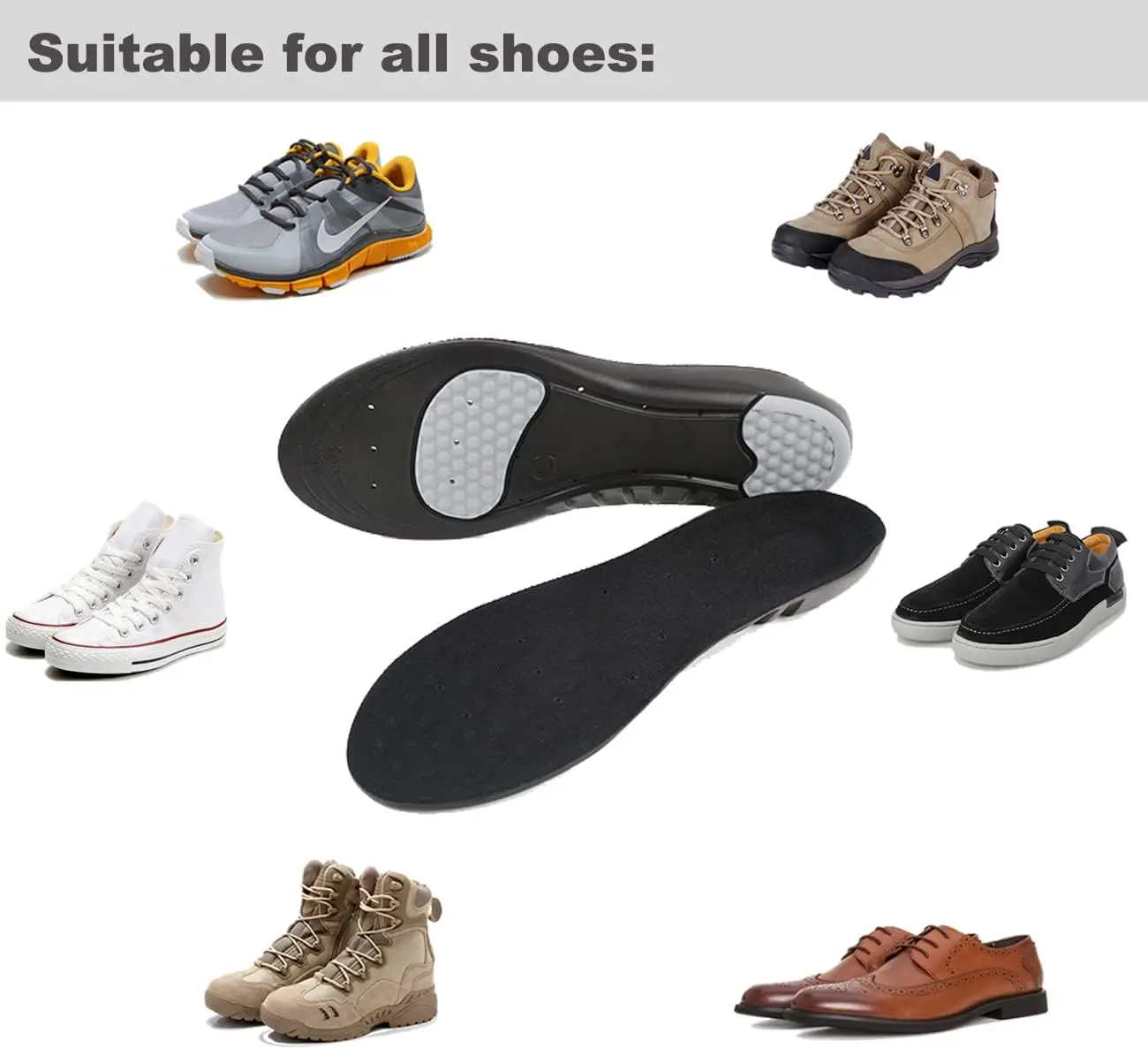 Insoles Memory Foam Insoles Shoes Inserts for Men and Women Providing Arch Support Cushion Shock Absorption Relieve Foot Pain