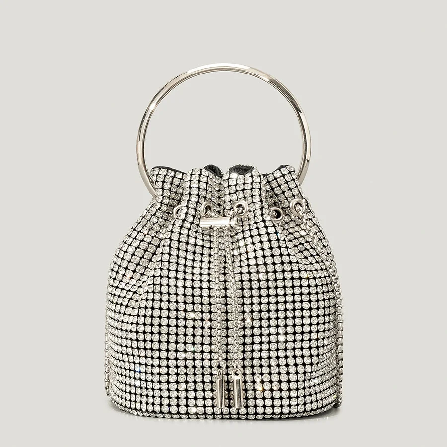 

Модная дизайнерская женская сумка-мешок с полной алмазной отделкой, роскошные сумки через плечо из сетчатой ткани с кристаллами, вечерние кошельки с застежкой, 2022