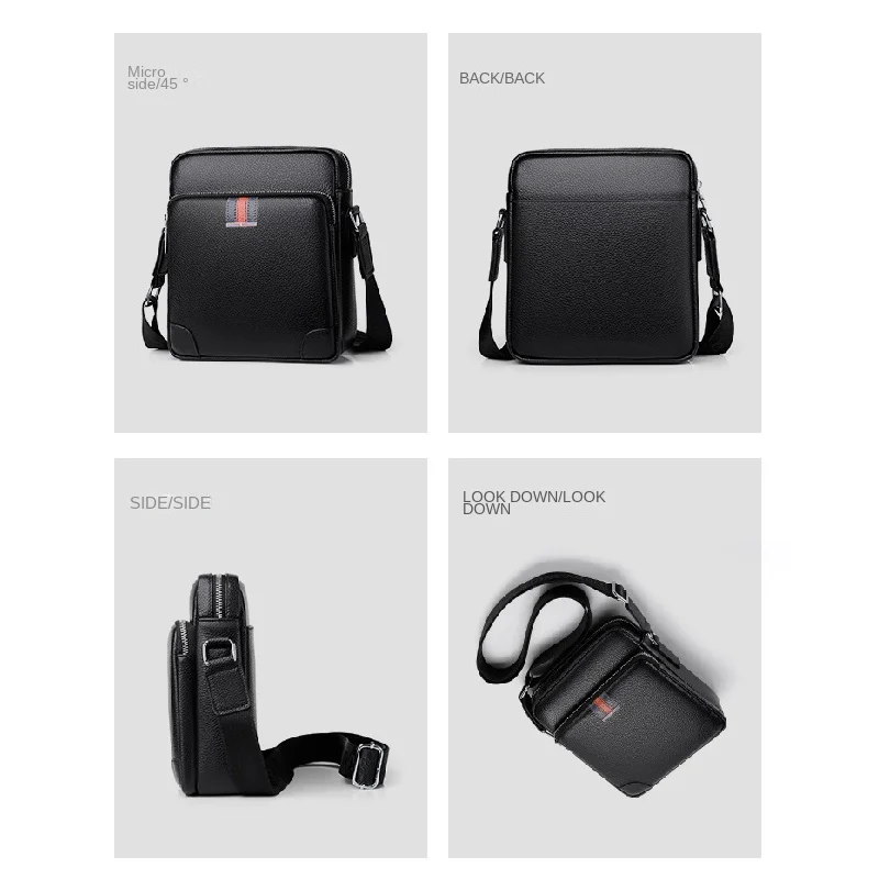 High Quality Genuine Leather Men's Shoulder Bag Business Male Zipper Crossbody Luxury Waterproof Messenger Bag For Man