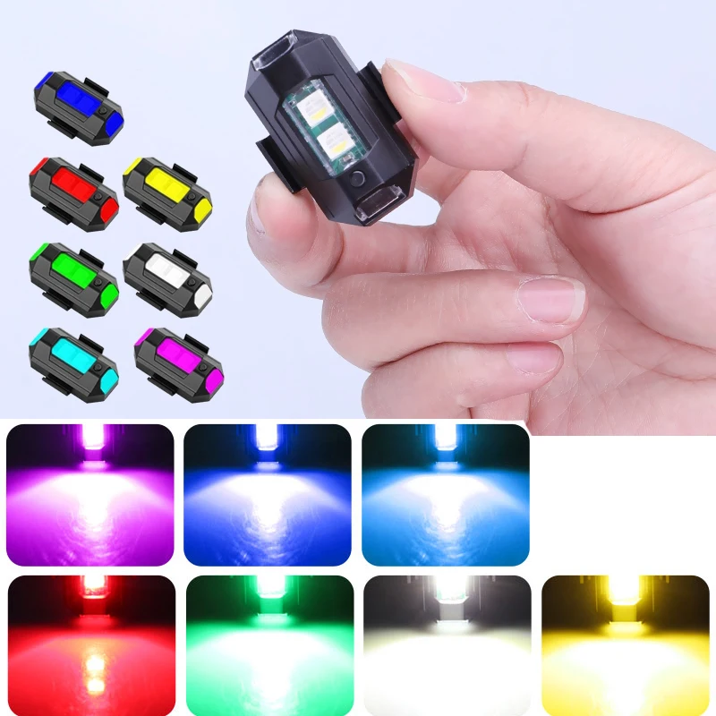 

1pc Motorcycle Tail Warning Light Turn Signal Indicator Universal LED Anti-collision Warning Mini Signal Drone with Strobe Light