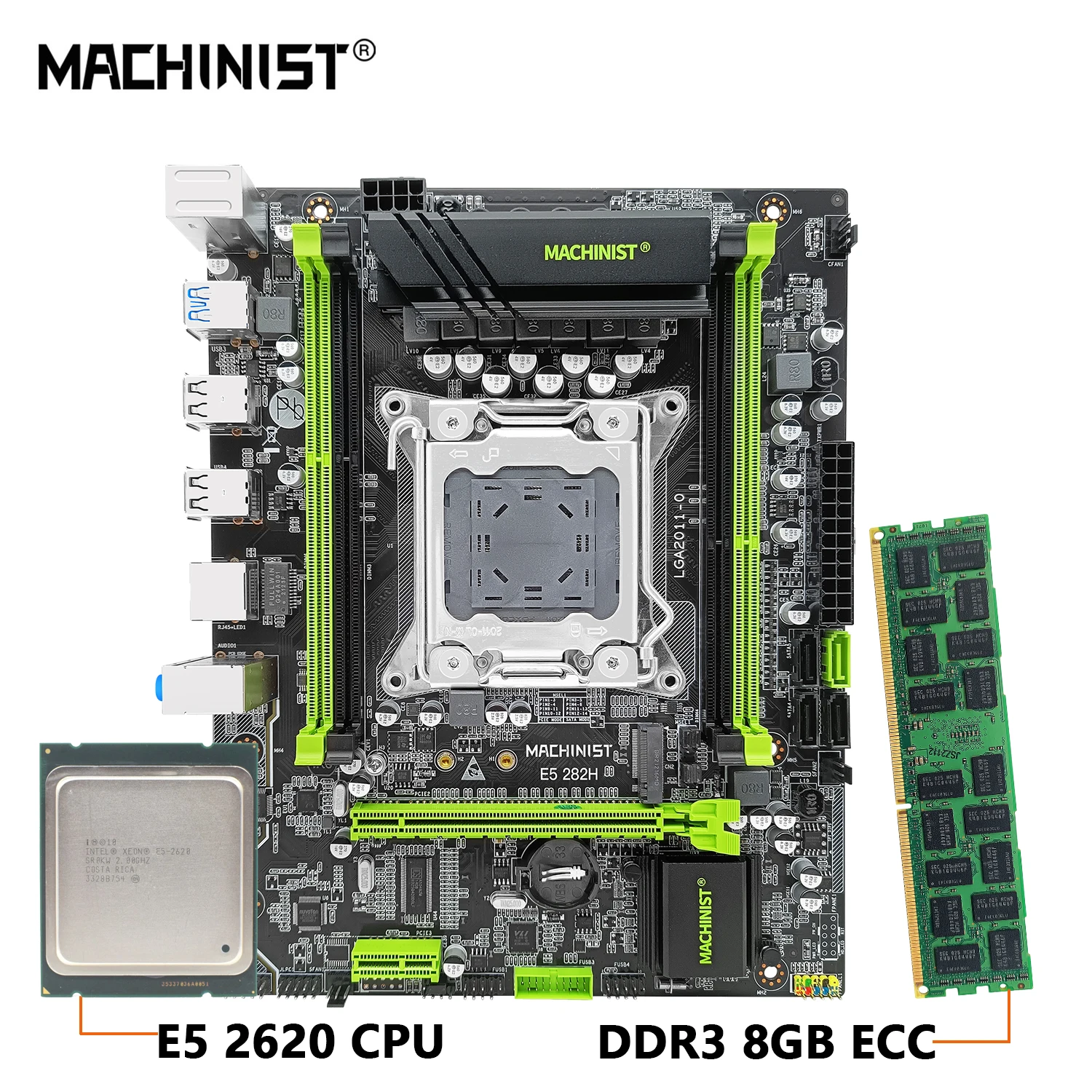 

MACHINIST V2.82H LGA 2011 комплект материнской платы с процессором XEON E5 2620 + 8 Гб DDR3 1333 ECC оперативная память combo NVME SATA M.2 USB3.0