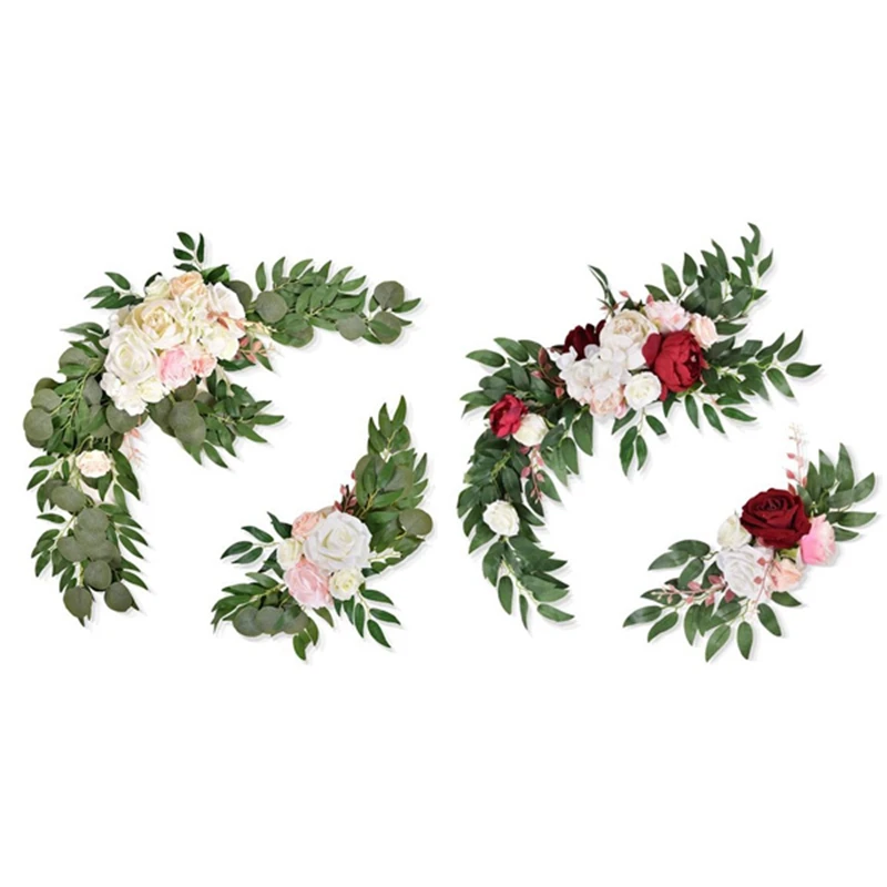 

Artificial Wedding Arch Flower Roes&Peony Flower Arrangements For Wedding Ceremony Sign Floral Decoration -Pack Of 2