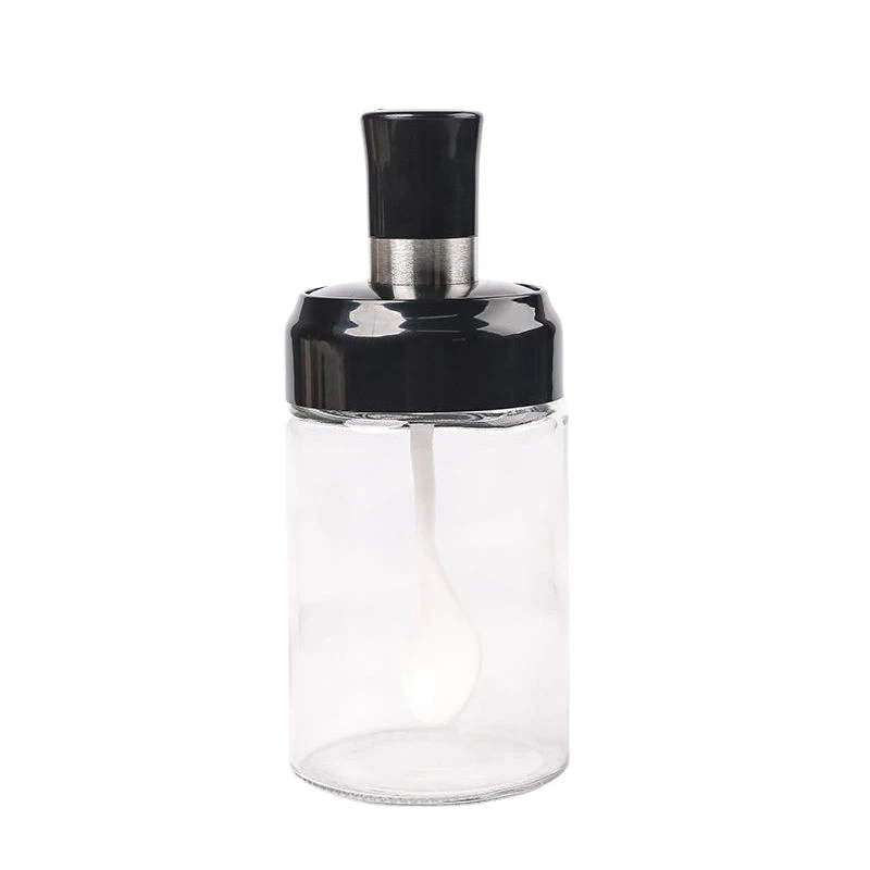 

Kitchenware Clear Seasoning Salt pepper Bottle Glass Shaker Bottle Jam Spice Jar Container With Spoon Kitchen Accessories