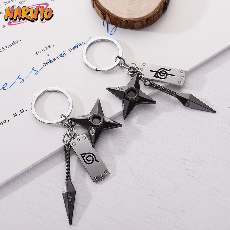 

Naruto Anime Keychain Kunai Shuriken Konoha Ninja Keychain Bags Men Trinkets Keyring Narutos Accessories Jewelry Christmas Gifts