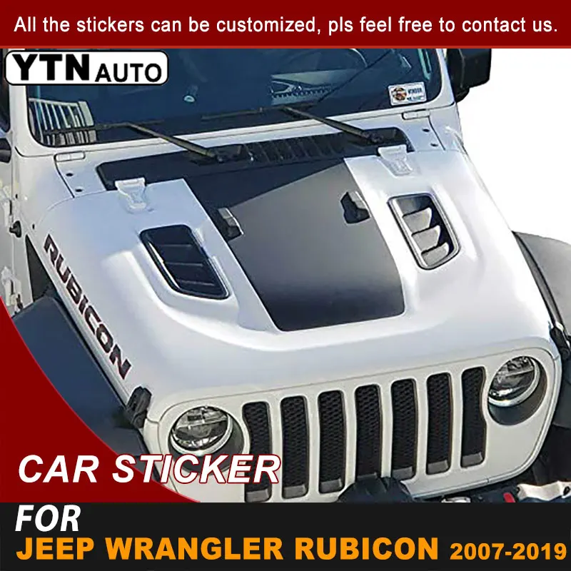 Hood Bonnet Scoop Car Decal Stripe Full Styling Graphic Vinyl Sticker Accessories For Jeep Wrangler Rubicon 2007-2022