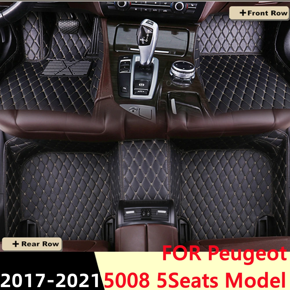 

Car Floor Mats For Peugeot 5008 5Seats 2017-21 Waterproof XPE Leather Custom Fit Front & Rear FloorLiner Cover Auto Parts Carpet