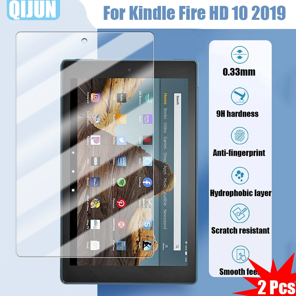 

Tablet Tempered glass film For Kindle Fire HD 10 2019 10.1 Explosion proof and scratch resistant waterpro Anti fingerprint 2 Pcs