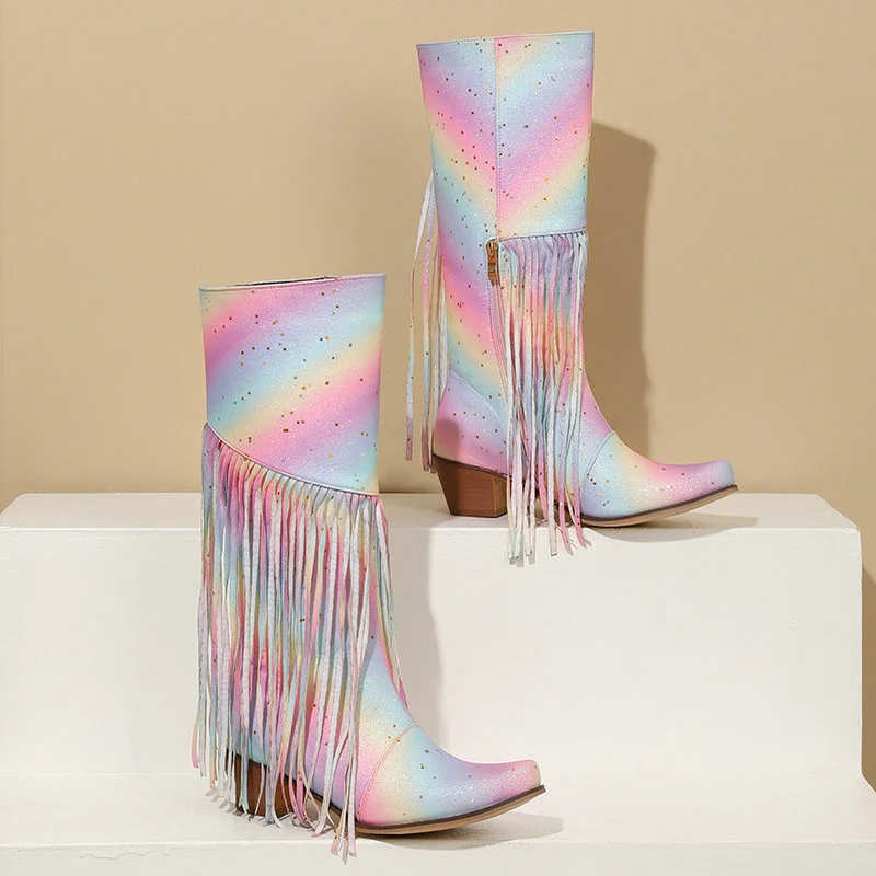 

Женские сапоги до колена из ПУ кожи, с круглым носком