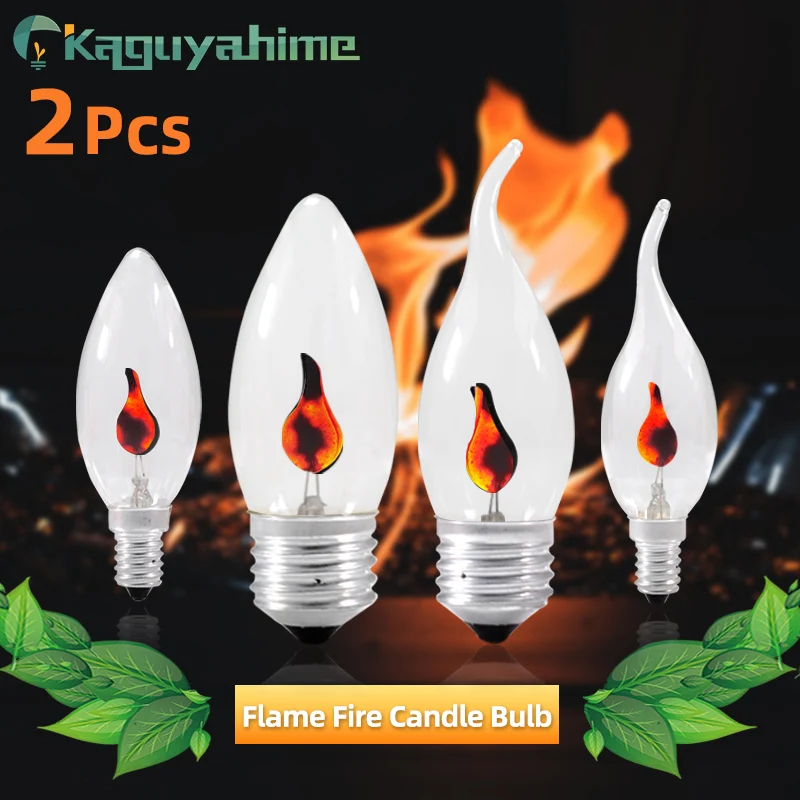 

Kaguyahime 2pcs Flicker Flame/Filament Edison/LED SMD E14/E27 C35 Candle LED Bulb Lamp Light 220V Vintage Edison Filament Lamp