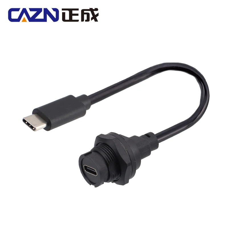 CAZN водонепроницаемый IP67 IP68 Тип C штекер-гнездо заднее крепление гнездо пресованный кабель штыковой Тип C 3,1 10 ГБ