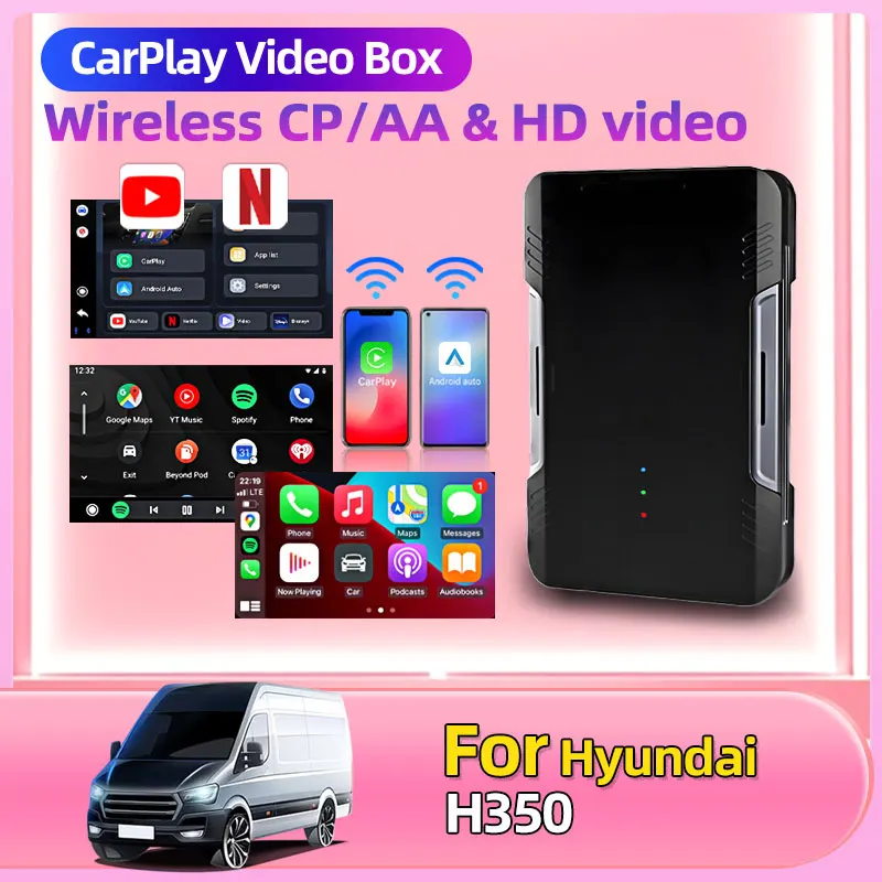 Для Hyundai H350 Wireless CarPlay Ai Box Qualcomm Smart HD Выход Android Auto Netflix с Play Store